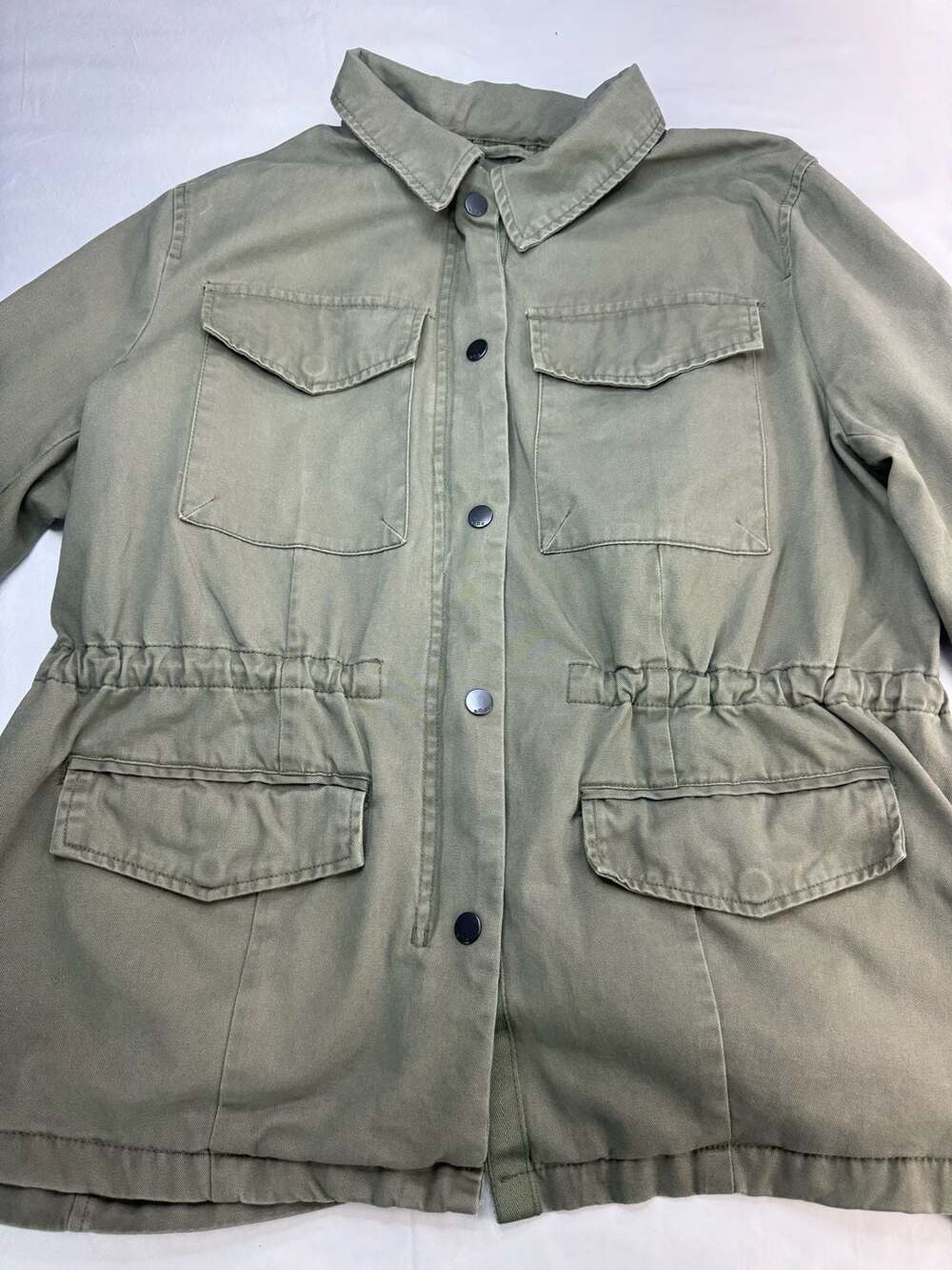 a.n.a A New Approach Women's XL Olive Green Military Utility Jacket Drawstring W - Picture 3 of 15